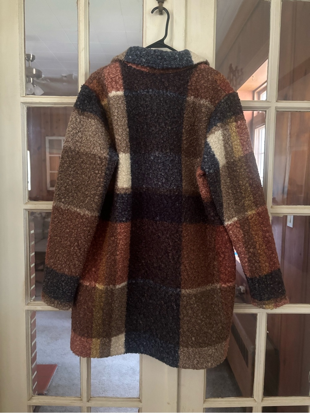 CHARLIE B Multi-Color Plaid Teddy Jacket in Brown, Rust, Cream, Gray - Picture 7 of 10